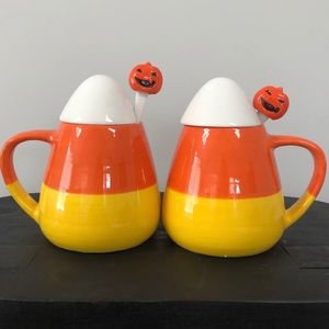 Set of 2 Candy Corn Mug with Spoon